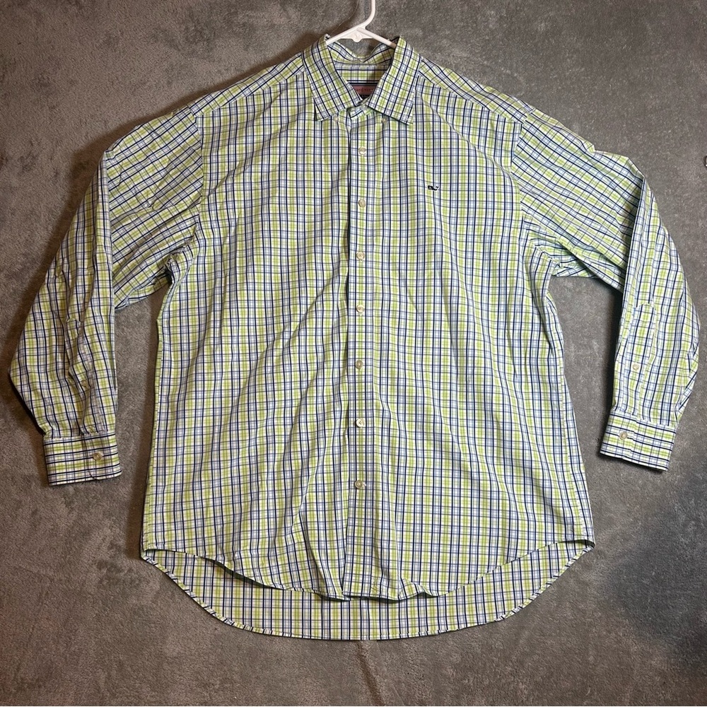 Vineyard Vines Men's Plaid Shirt in Blue and Yellow